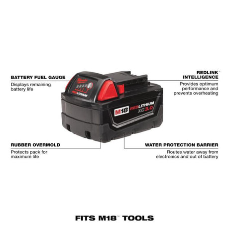 Milwaukee M18 REDLITHIUM XC 18V 3Ah Lithium Ion Power Tool Battery Pack with Fuel Indicator