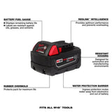 Milwaukee M18 REDLITHIUM XC 18V 5Ah Lithium Ion Power Tool Battery Pack with Fuel Indicator (2 Pack)
