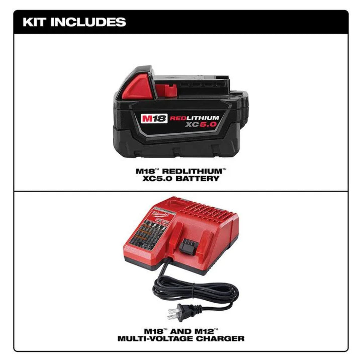 Milwaukee M18 REDLITHIUM XC 5.0Ah Battery and Charger Starter Kit