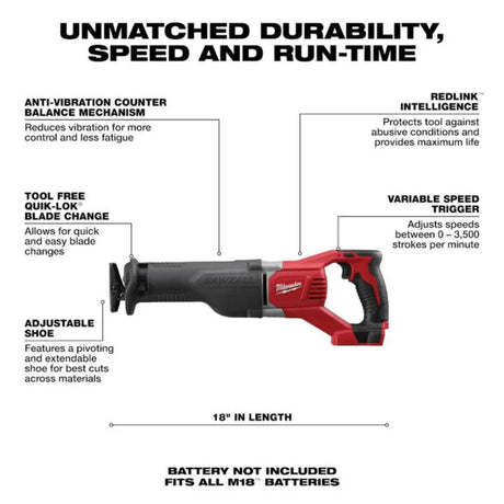 Milwaukee M18 SAWZALL Reciprocating Saw (Bare Tool)