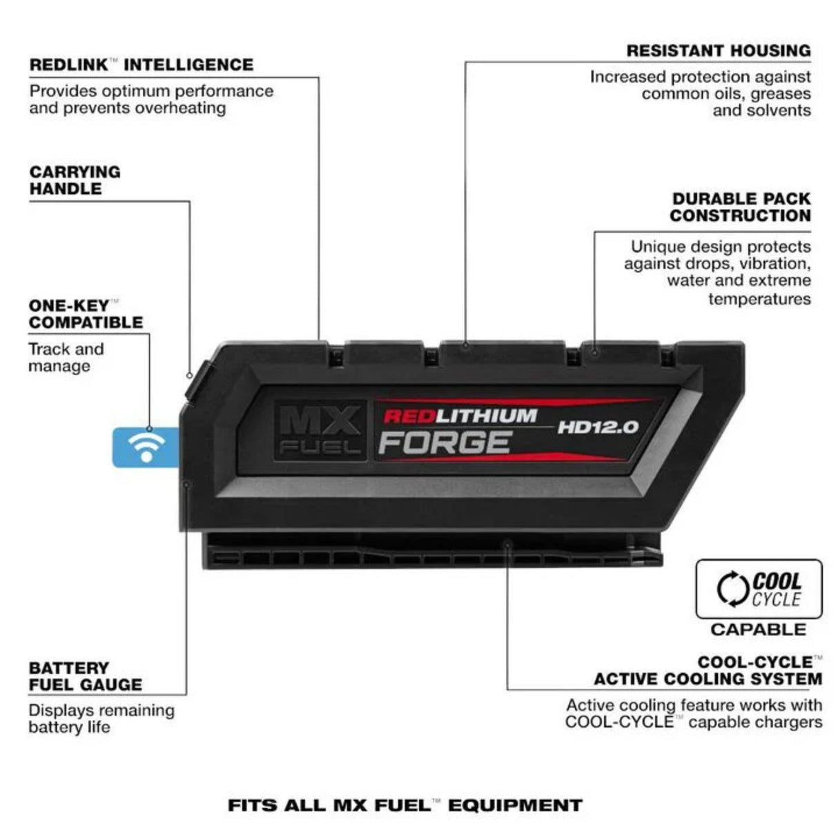 Milwaukee MX FUEL REDLITHIUM FORGE HD 72V 12Ah Lithium Ion Power Tool Battery Pack with Fuel Indicator