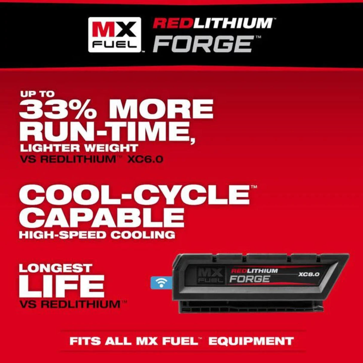 Milwaukee MX FUEL REDLITHIUM FORGE XC 72V 8Ah Lithium Ion Power Tool Battery Pack with Fuel Indicator