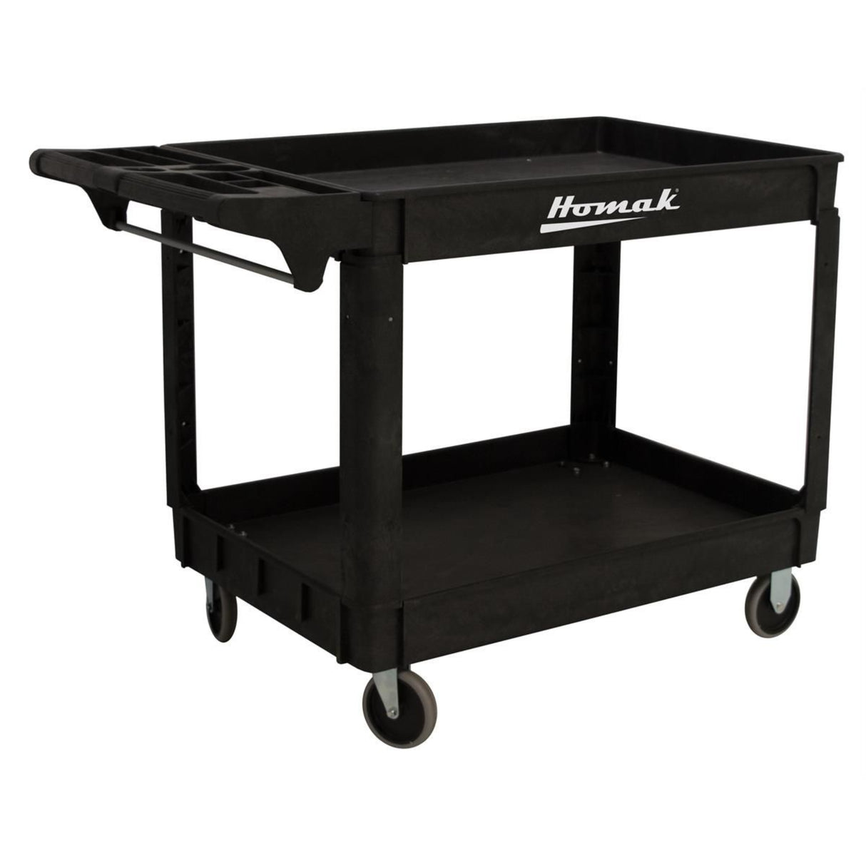 Homak 30" x 24" Poly Utility Cart — 2 Shelves, 500 lb Capacity, Non-Marring Casters