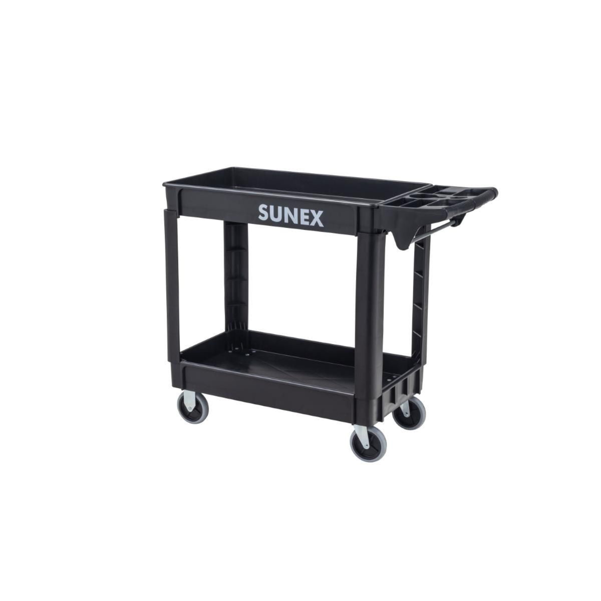 SUNEX Standard Heavy-Duty 2-Shelf Utility Cart, Polypropylene, 500 lb Capacity