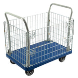 Sunmax PH300PL 660 lbs Capacity Warehouse Cart with Steel Fence, 5” Casters