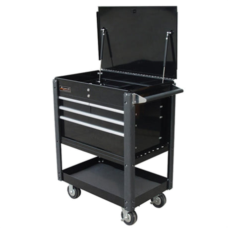 Homak 35" Pro Series 4-Drawer Flip-Top Service Cart — 416mm Slides, Bottom Shelf, 1,320 lb Total