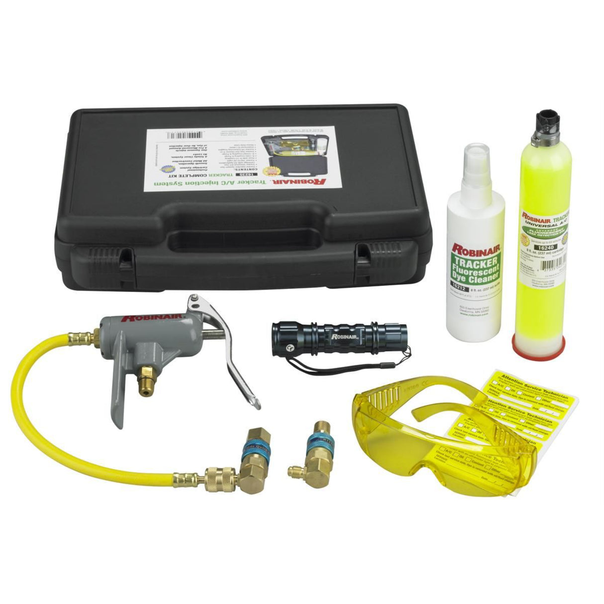 Robinair 16235 UV Leak Detection Kit with Injection Gun, Light & Dye for R-134a and R-1234yf