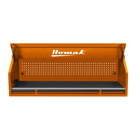 Homak 72" RS Pro Top Hutch — Stainless Work Surface, 4 Outlets + 2 USB, Toolboard Back Wall