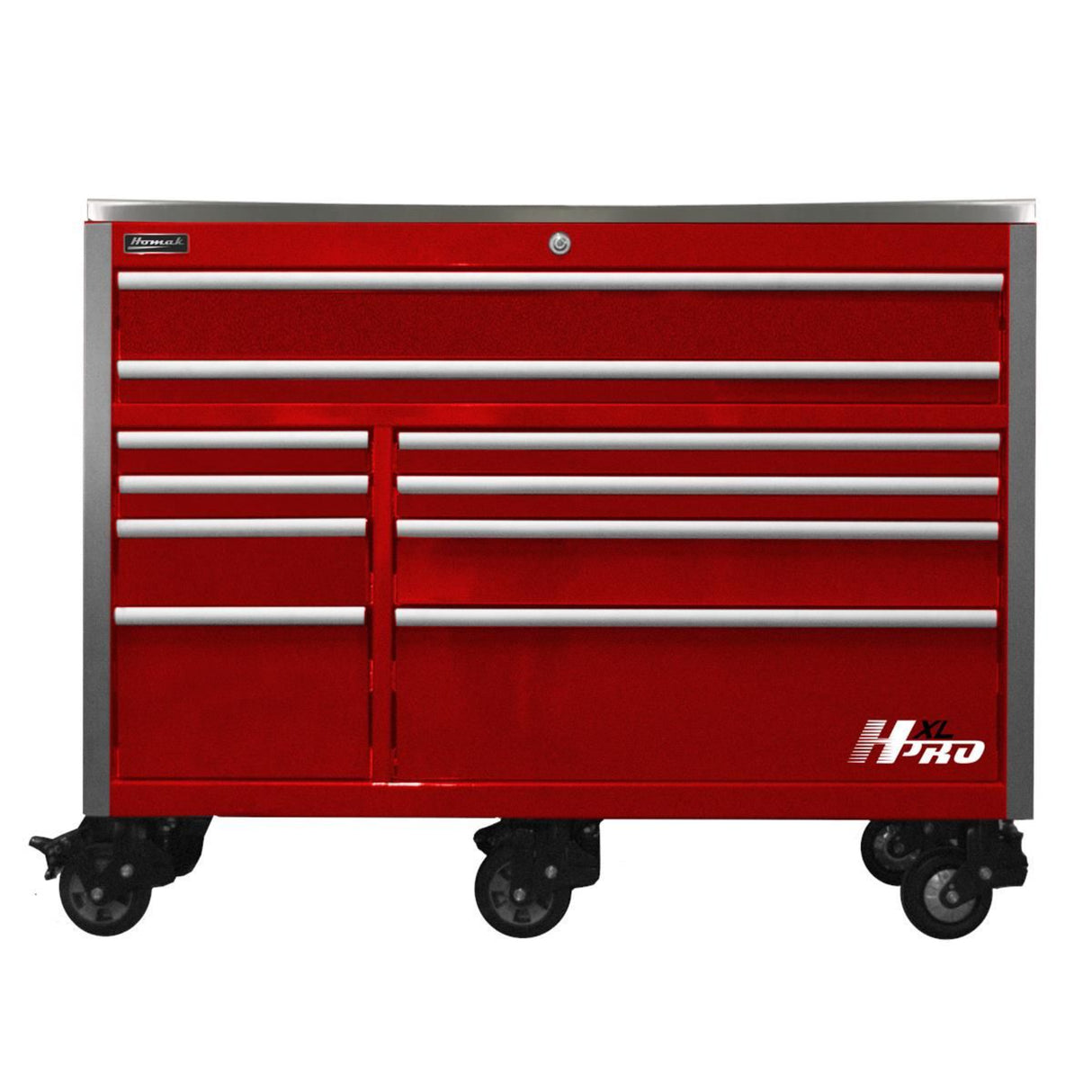 Homak 60" HXL 10-Drawer Roller Cabinet — 30" Deep, 265 lb Slides, 900 lb Casters