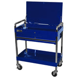 Homak 32" Professional 1-Drawer Flip-Top Service Cart — Locking Lid Hinges, Bottom Tray