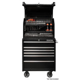 Extreme Tools PWS Series 36in Portable Workstation & 6-Drawer Roller Cabinet Combo, Textured Black/Chrome