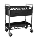 Homak 30" 1-Drawer Metal Service Cart — Bottom Shelf, EVA Liners, Zinc Casters