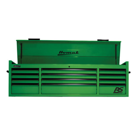 Homak 72" RS Pro 12-Drawer Top Chest — 24" Depth, 100 lb Slides, 3-Outlet Top Till