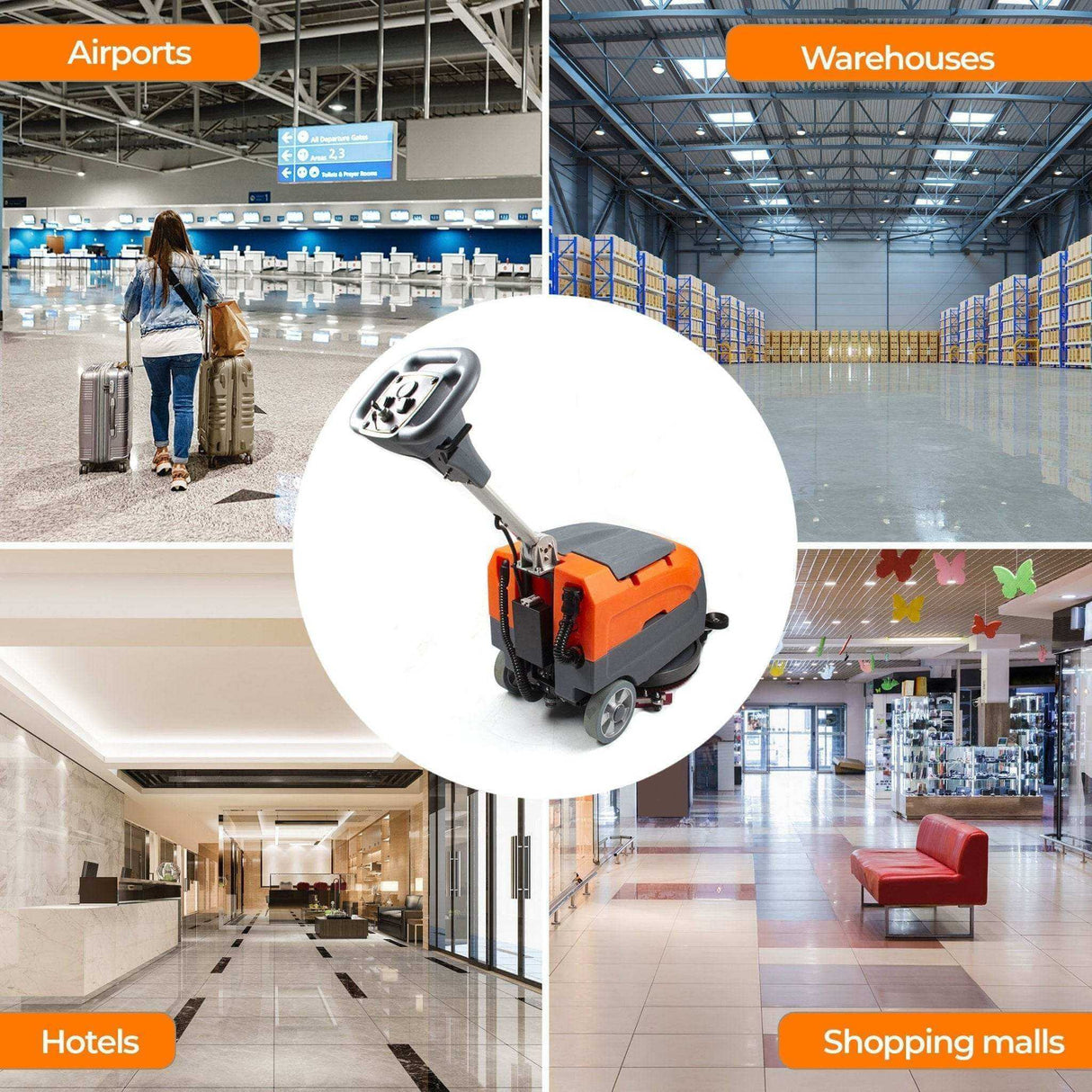 Sunmax RT35 17" Walk-Behind Floor Scrubber, 19000 sqft/h, with Anti-Collision Wheel