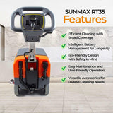 Sunmax RT35 17" Walk-Behind Floor Scrubber, 19000 sqft/h, with Anti-Collision Wheel