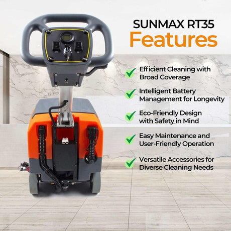 Sunmax RT35 17" Walk-Behind Floor Scrubber, 19000 sqft/h, with Anti-Collision Wheel