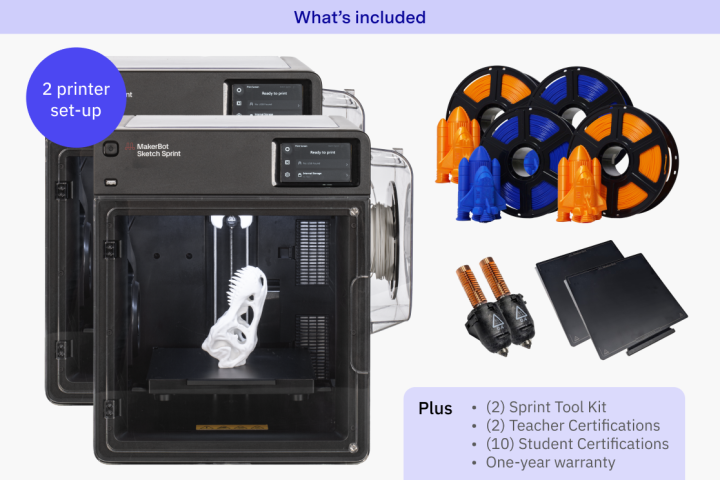 MakerBot SKETCH Sprint Classroom 3D Printer Package – Complete High-Speed STEM Lab