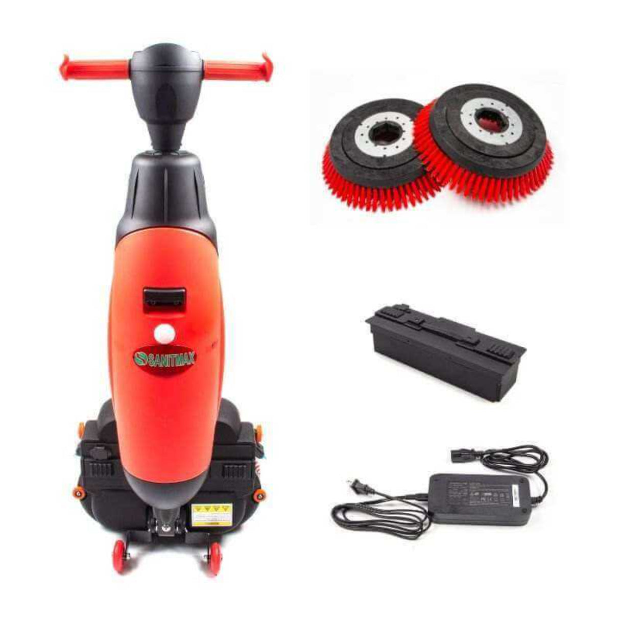 Sunmax SM430 17" Walk-Behind Automatic Floor Scrubber, 360 Degree Rotating Head, 10000 sqft/h, Cordless Rechargeable Lithium Battery