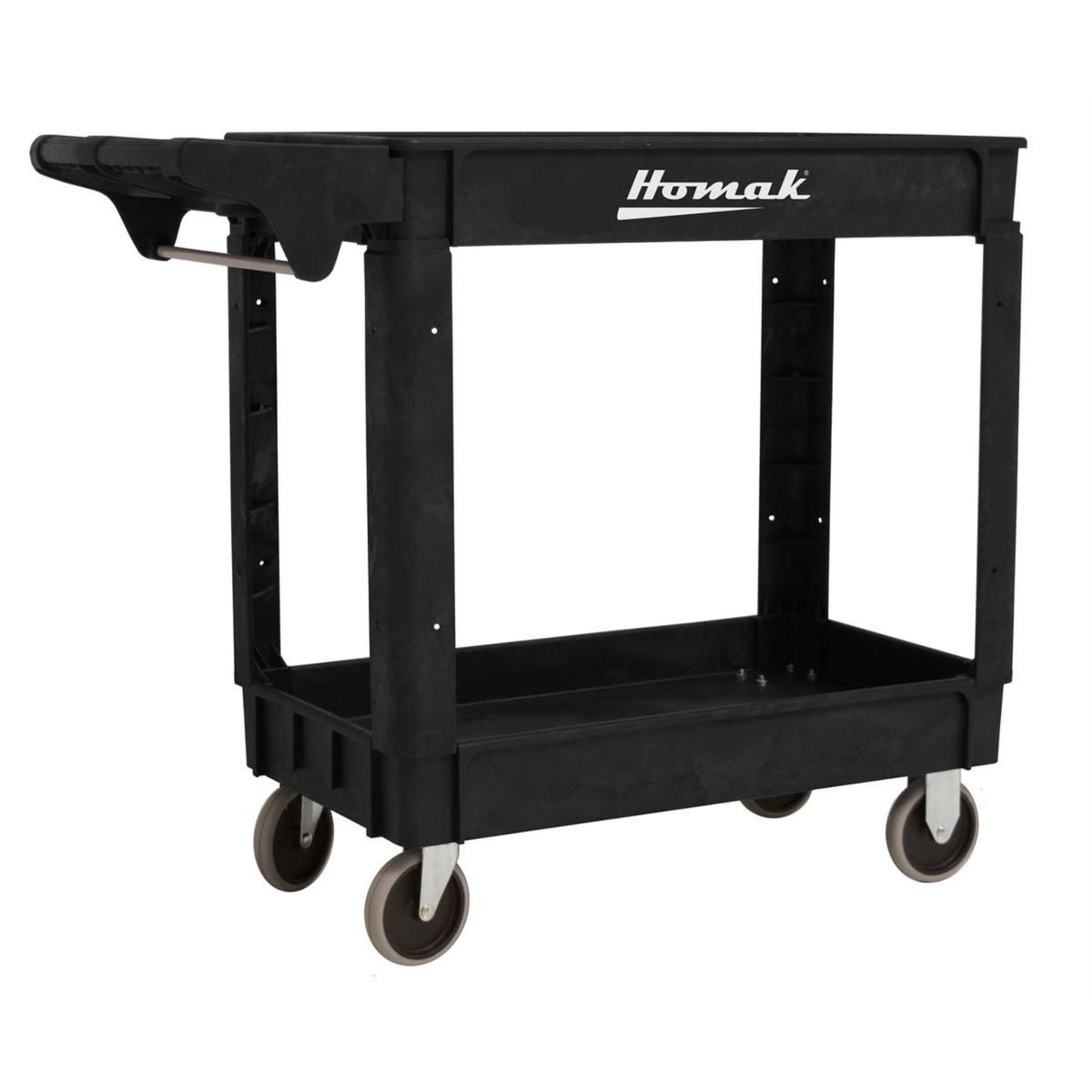 Homak 30" x 16" Poly Utility Cart — 2 Shelves, 500 lb Capacity, Non-Marring Casters