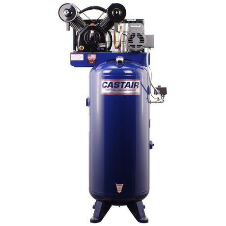 Castair 5 HP Commercial Single & Two-Stage Air Compressor – Up to 18.3 CFM @ 100 PSI, 30–80 Gal ASME Tank