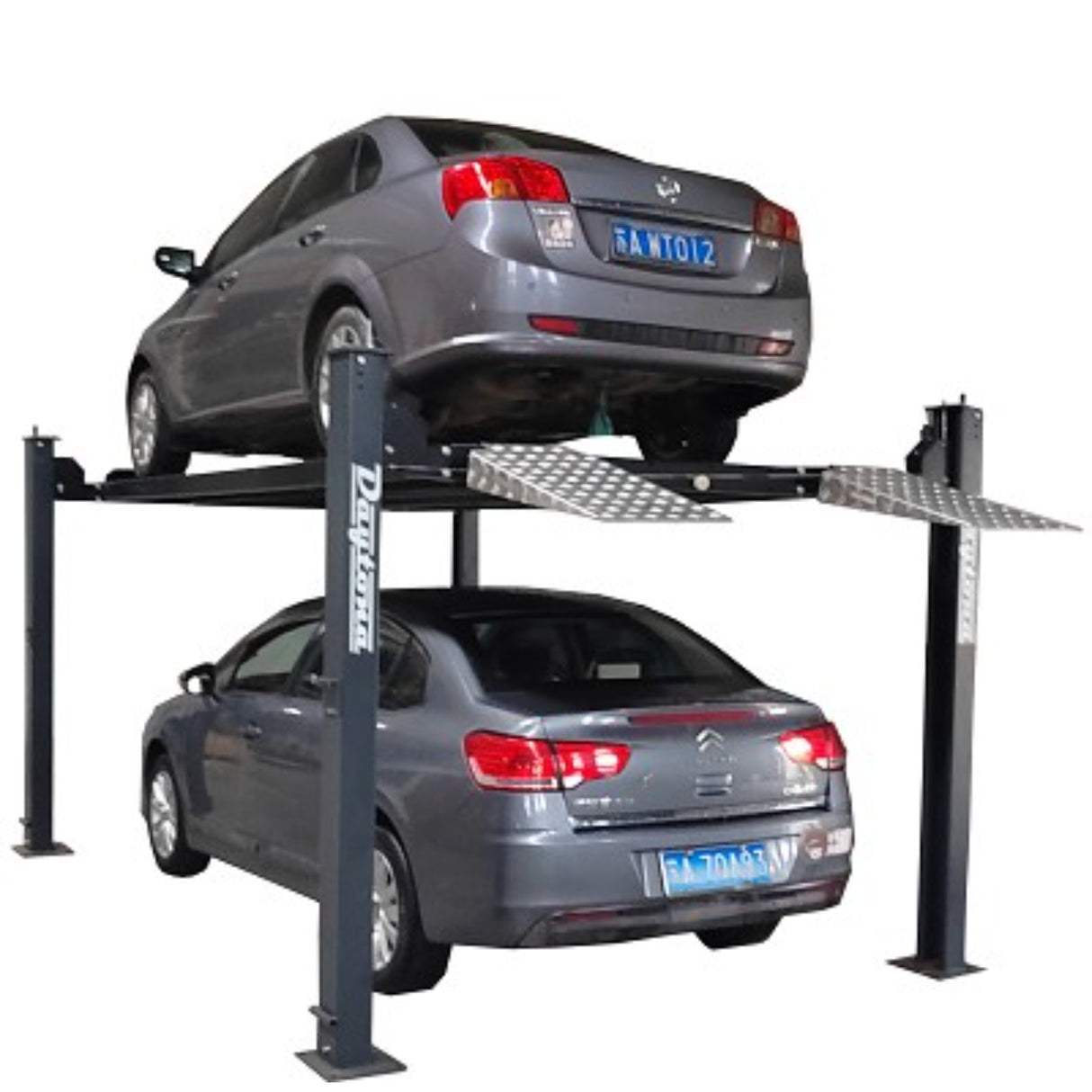 Daytona LFPP10 10,000 lb 4-Post Parking Lift – Premium Vehicle Storage Lift with Aluminum Ramps & Adjustable Runways, 120V