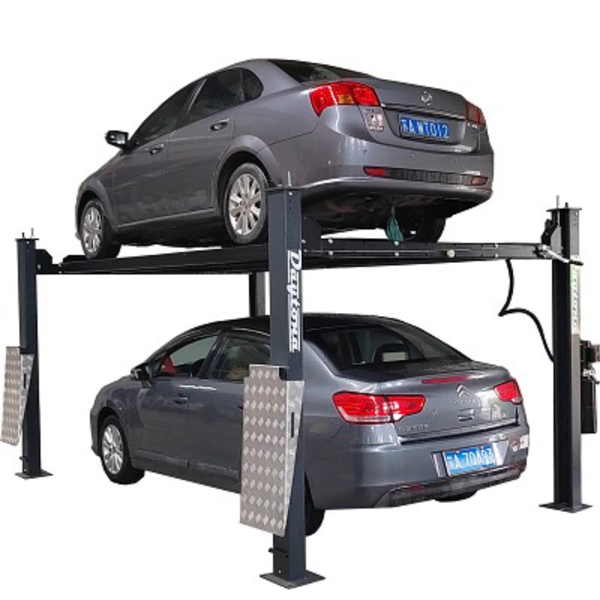 Daytona LFPP10 10,000 lb 4-Post Parking Lift – Premium Vehicle Storage Lift with Aluminum Ramps & Adjustable Runways, 120V