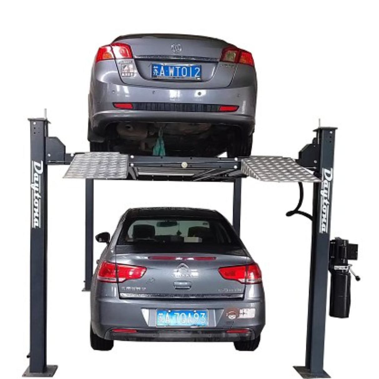 Daytona LFPP10 10,000 lb 4-Post Parking Lift – Premium Vehicle Storage Lift with Aluminum Ramps & Adjustable Runways, 120V