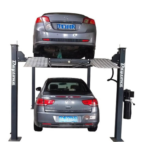 Daytona LFPP10 10,000 lb 4-Post Parking Lift – Premium Vehicle Storage Lift with Aluminum Ramps & Adjustable Runways, 120V