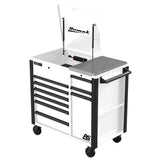 Homak 44" RS Pro 9-Drawer Flip-Top Power Service Cart — Stainless Worksurface, 4 Outlets + 2 USB