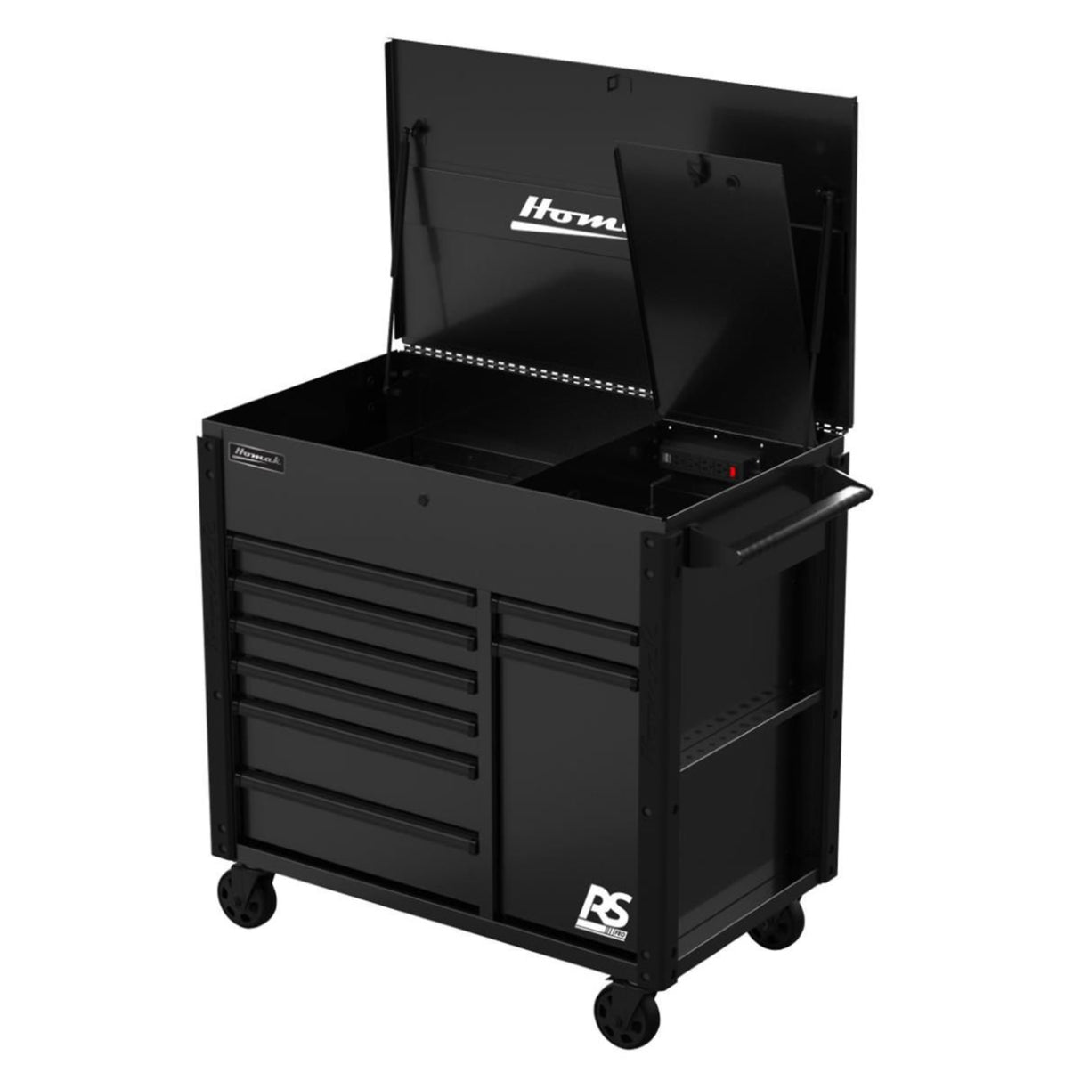 Homak RS Pro 44" Power Service Cart — 8 Drawer, Black
