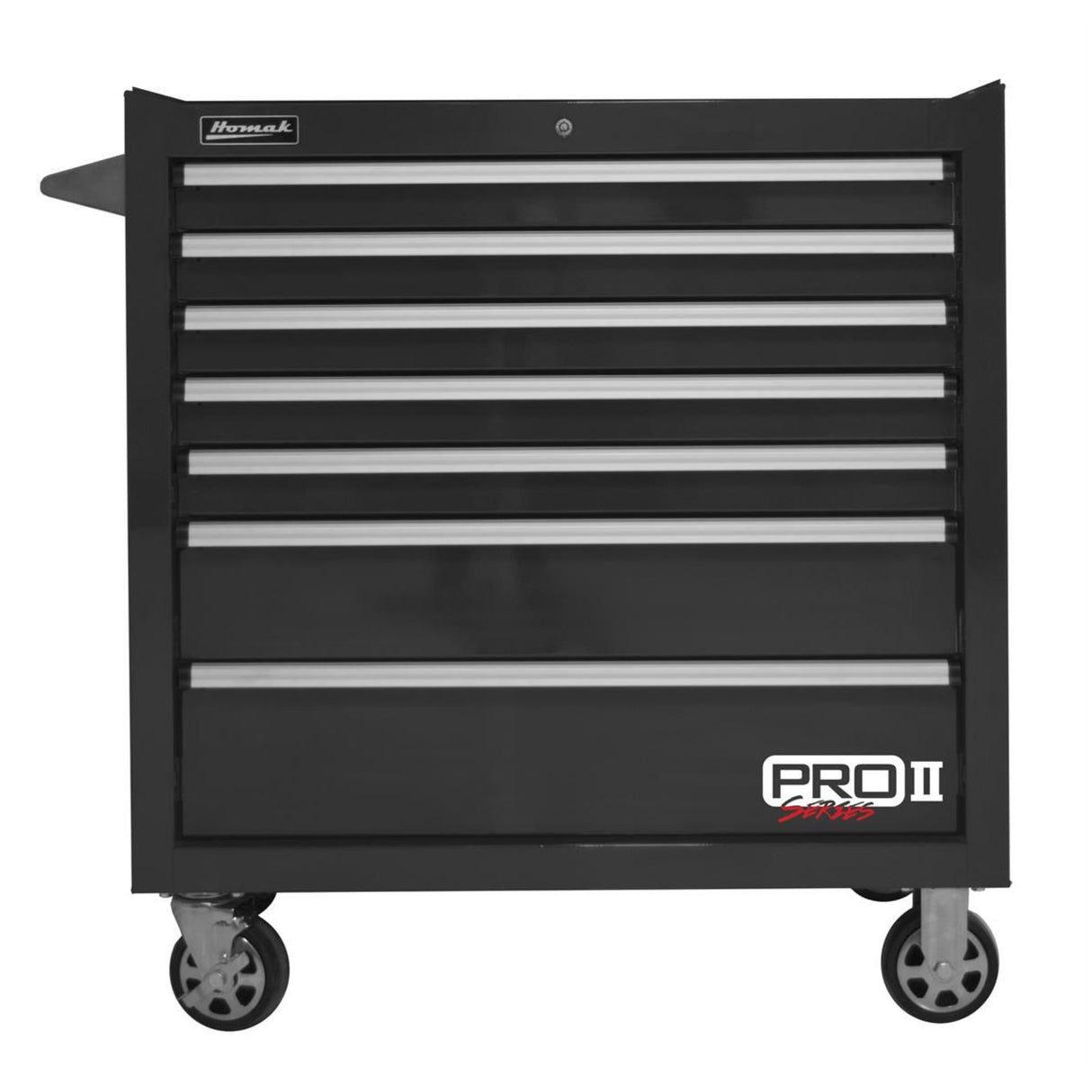 Homak Pro II 36" 7-Drawer Roller Cabinet — 24.5" Depth, 100 lb Slides, 520 lb Casters