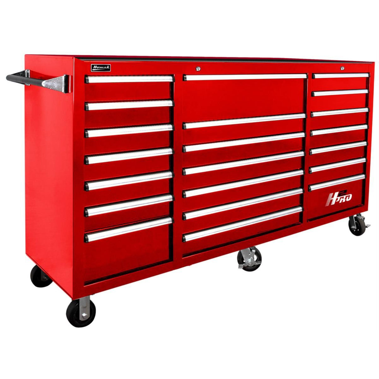 Homak H2Pro 72" Rolling Cabinet — 21 Drawer, Red