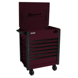 Homak 35" Pro Series 7-Drawer Flip-Top Service Cart — 100 lb Slides, Lockable Lid, Slotted Sides