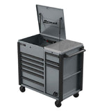 Homak 44" RS Pro 9-Drawer Flip-Top Power Service Cart — Stainless Worksurface, 4 Outlets + 2 USB