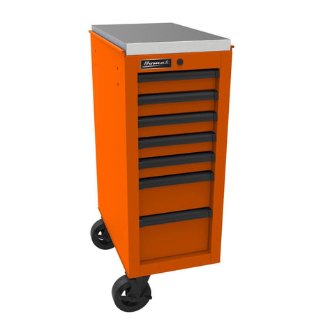 Homak RS Pro 14-1/2" 7-Drawer Side Cabinet — 24" Depth, Stainless Top, 660 lb Casters
