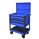 Extreme Tools 33in 4-Drawer Deluxe Tool Cart with Bumpers, Blue/Black