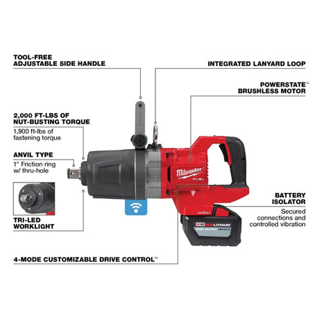 Milwaukee M18 FUEL 1 in. D-Handle High Torque Impact Wrench with ONE-KEY Kit