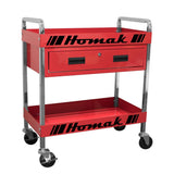 Homak 30" 1-Drawer Metal Service Cart — Bottom Shelf, EVA Liners, Zinc Casters