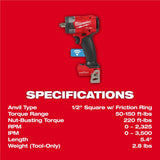Milwaukee M18 FUEL 1/2 in Controlled Torque Compact Impact Wrench (Bare Tool) with TORQUE-SENSE