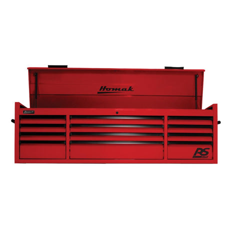 Homak 72" RS Pro 12-Drawer Top Chest — 24" Depth, 100 lb Slides, 3-Outlet Top Till