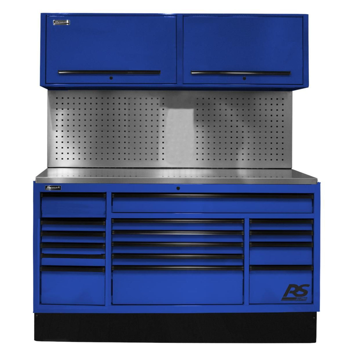 Homak 72" CTS Centralized Tool Storage Set — 16-Drawer Roller Cabinet, Canopy & Tool Board Backsplash