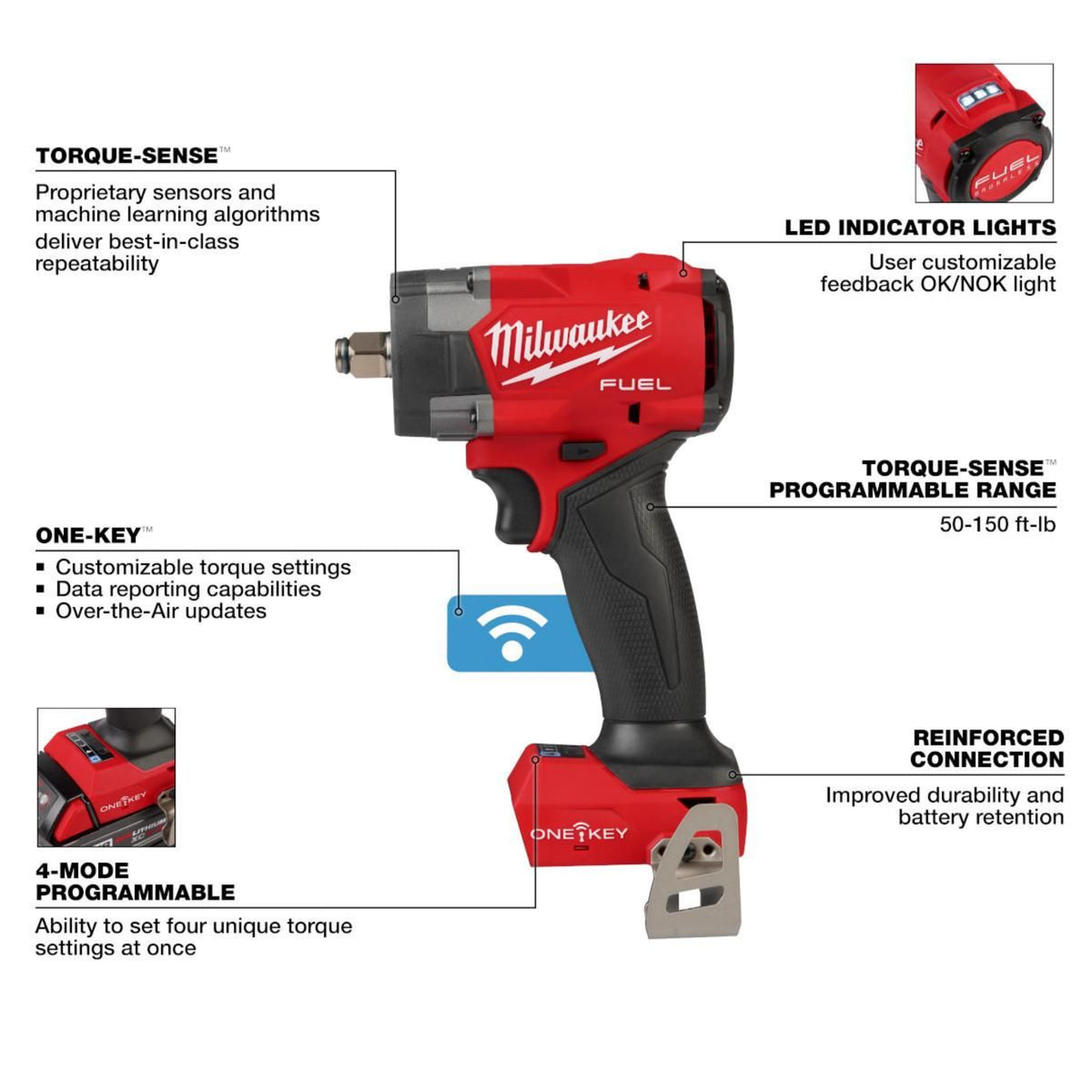 Milwaukee M18 FUEL 1/2 in Controlled Torque Compact Impact Wrench (Bare Tool) with TORQUE-SENSE