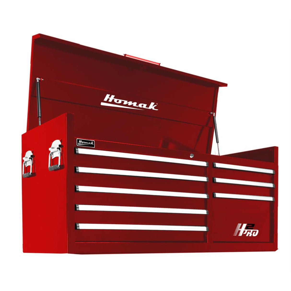 Homak H2Pro 56" 8-Drawer Top Chest — Double-Wall 16 Gauge, 100 lb Slides, Gas Struts