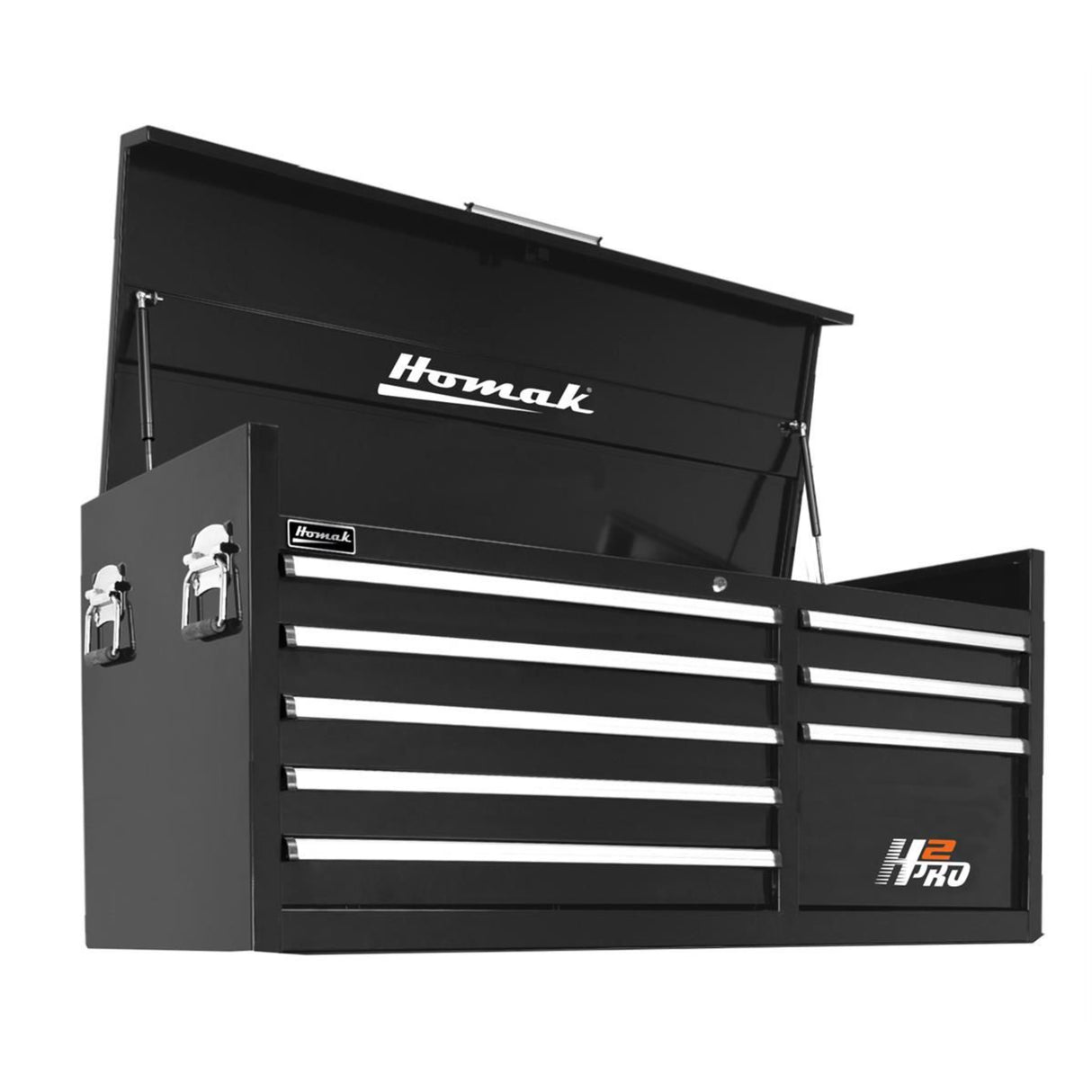 Homak H2Pro 56" 8-Drawer Top Chest — Double-Wall 16 Gauge, 100 lb Slides, Gas Struts