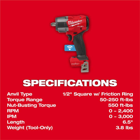 Milwaukee M18 FUEL 1/2 in Controlled Mid-Torque Impact Wrench (Bare Tool)